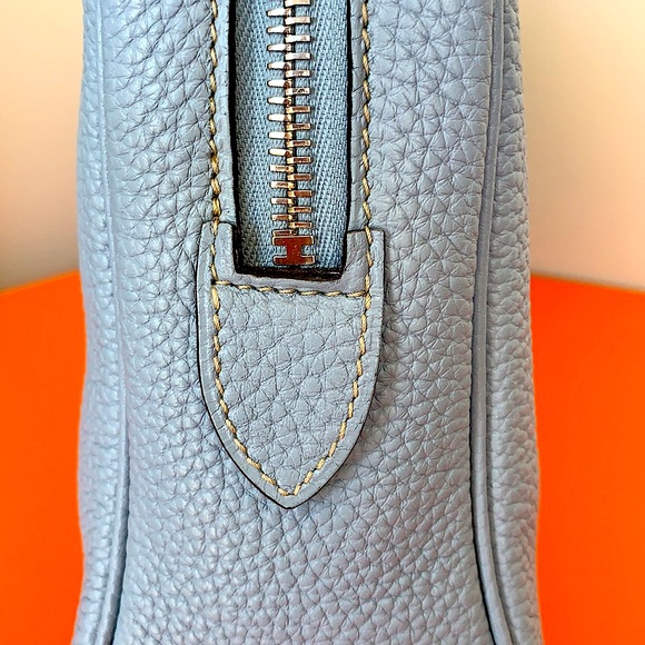 Hermes Victoria Elan 38cm Ceil light blue clemence leather shoulder bag new box - Picture 8 of 16